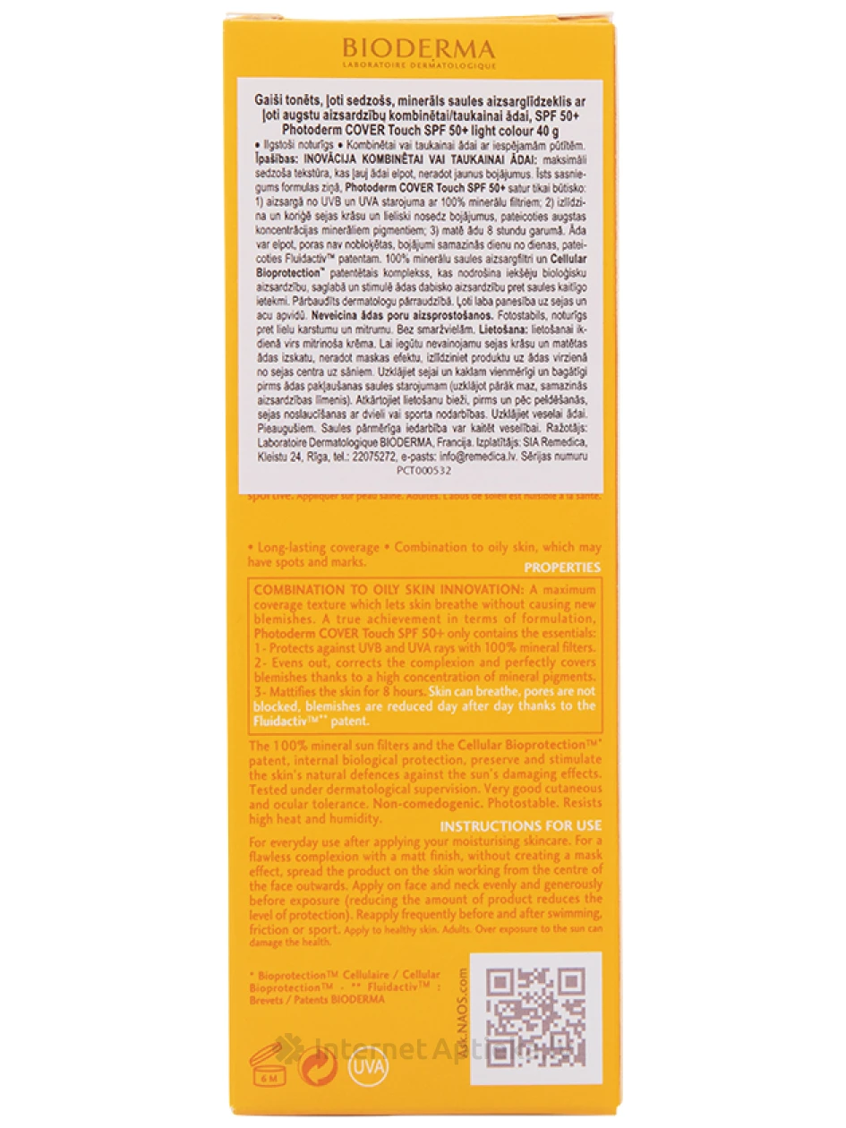 BIODERMA Photoderm Cover touch SPF50+ gaiši tonēts, 40 g | internetaptieka.lv