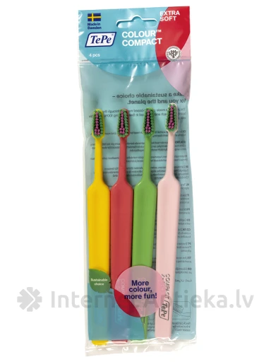 TePe Colour Compact zobu birstes, 4 gb. | internetaptieka.lv