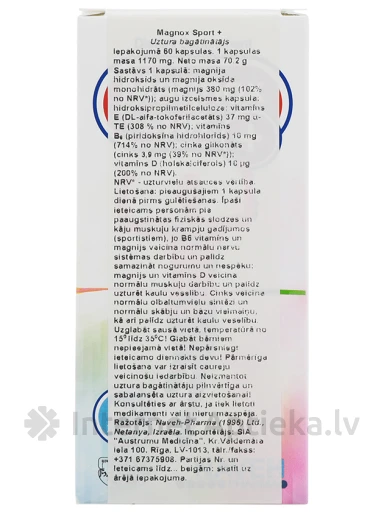 Naveh Pharma Magnox Sport +, 60 kapsulas | internetaptieka.lv