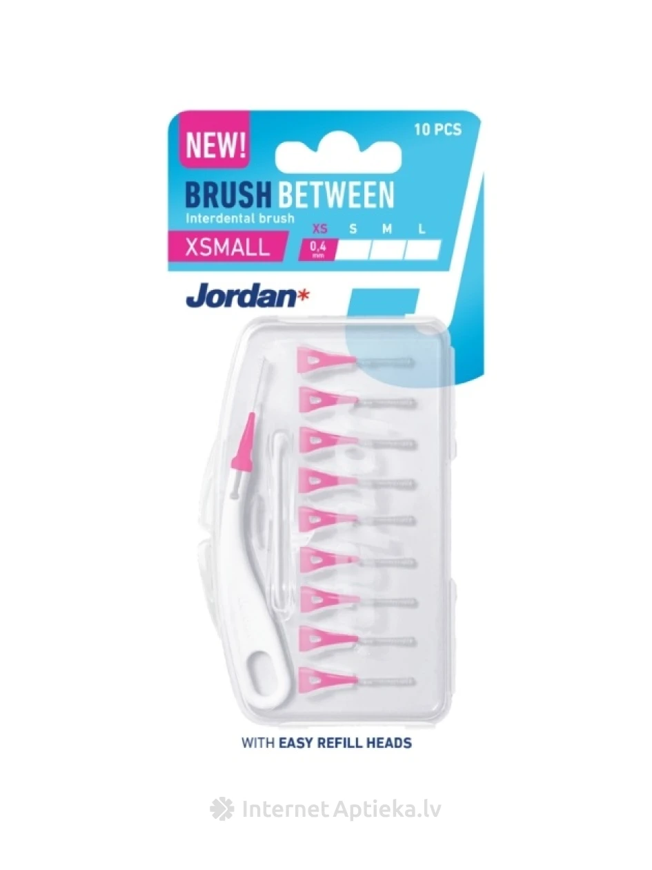JORDAN Brush Between XS - 0,4 mm hambavaheharjad, 10 tk. | internetaptieka.lv