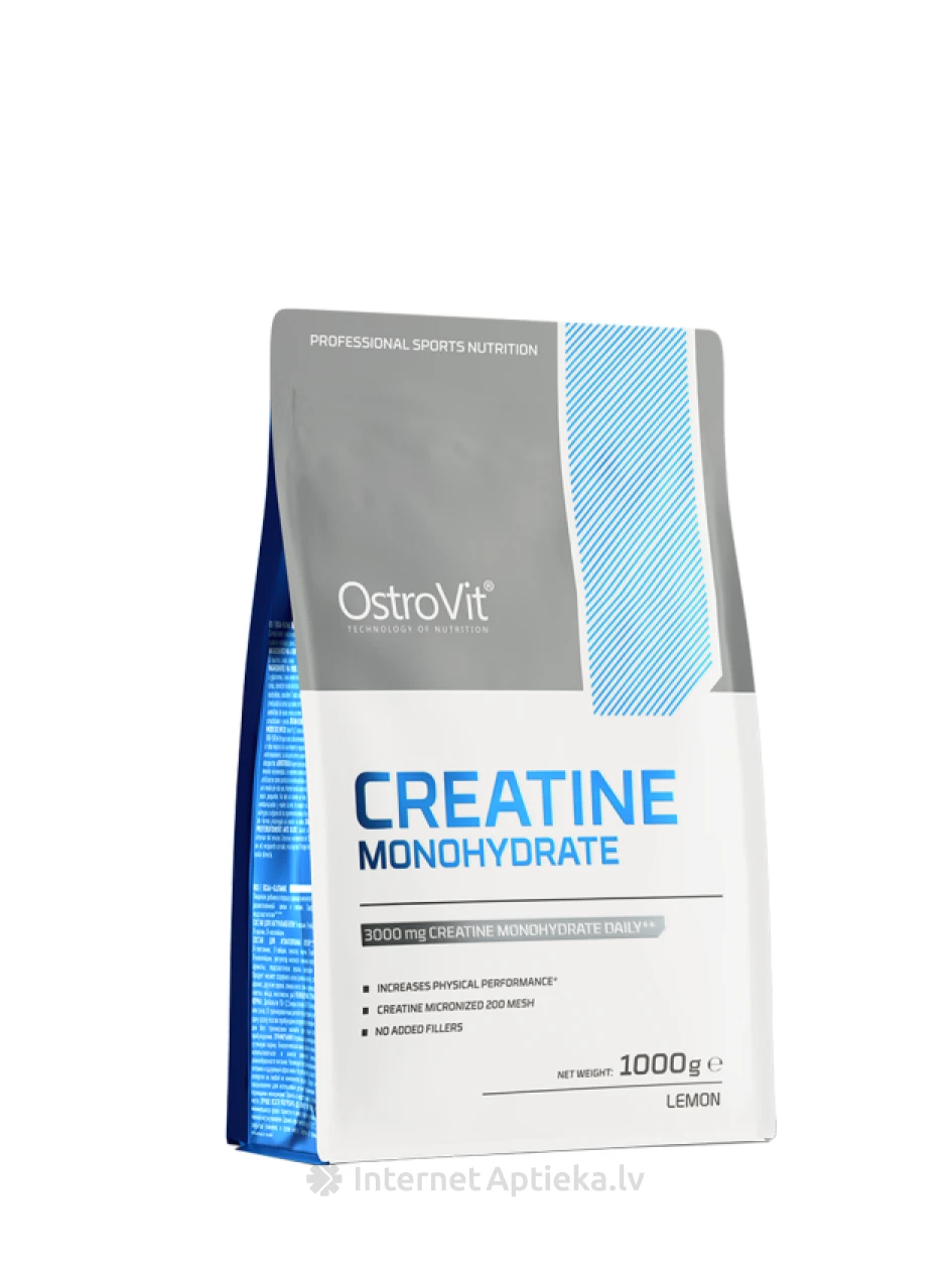 OstroVit 100% Creatine Monohydrate Lemon Pulveris, 1000 g | internetaptieka.lv