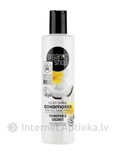 ORGANIC SHOP Blizges suteikiantis kondicionierius visiems plaukų tipams Frangipani ir Kokosų, 280 ml | internetaptieka.lv