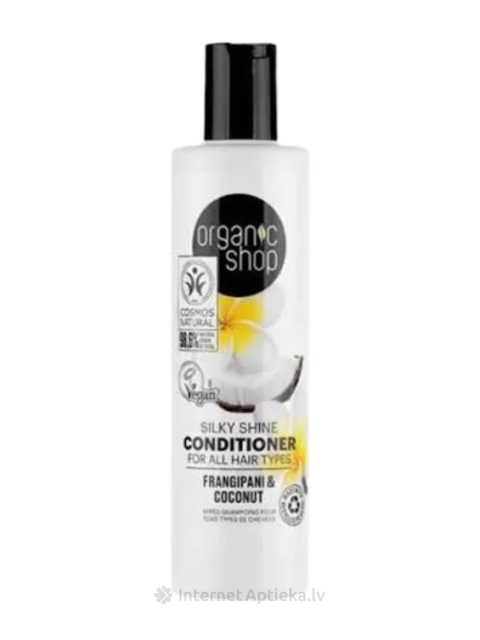 ORGANIC SHOP Blizges suteikiantis kondicionierius visiems plaukų tipams Frangipani ir Kokosų, 280 ml | internetaptieka.lv