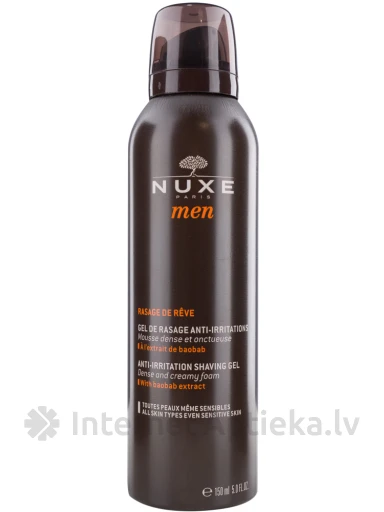NUXE MEN pret kairinājumu aizsargājoša skūšanās želeja, 150 ml | internetaptieka.lv