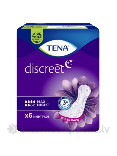 Tena Discreet Lady Maxi night paketes, 6 gb. | internetaptieka.lv