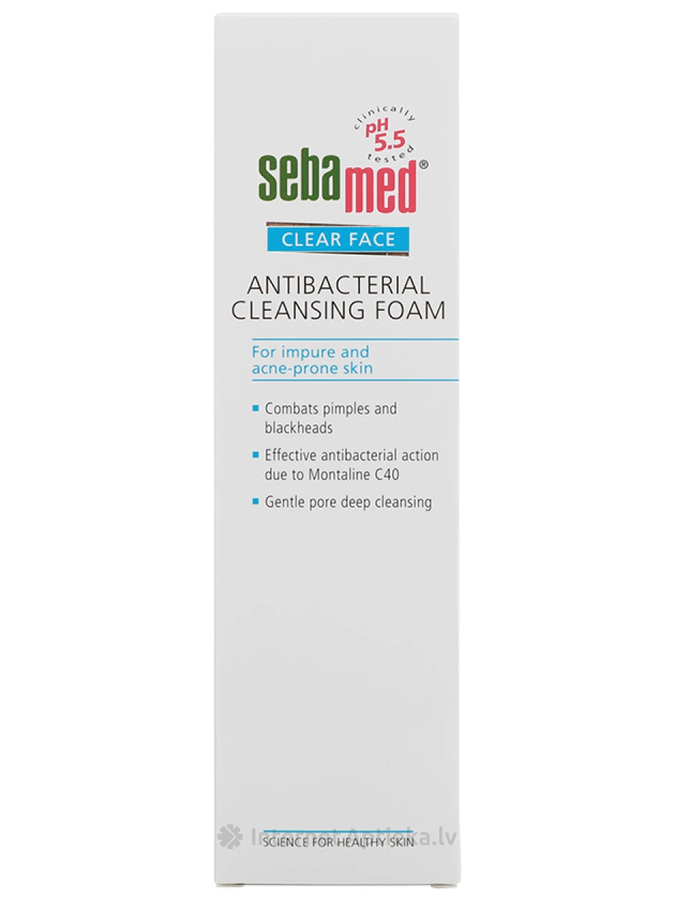 Антибактериальная очищающая пенка SEBAMED CLEAR FACE для проблемной кожи лица, 150 мл | internetaptieka.lv