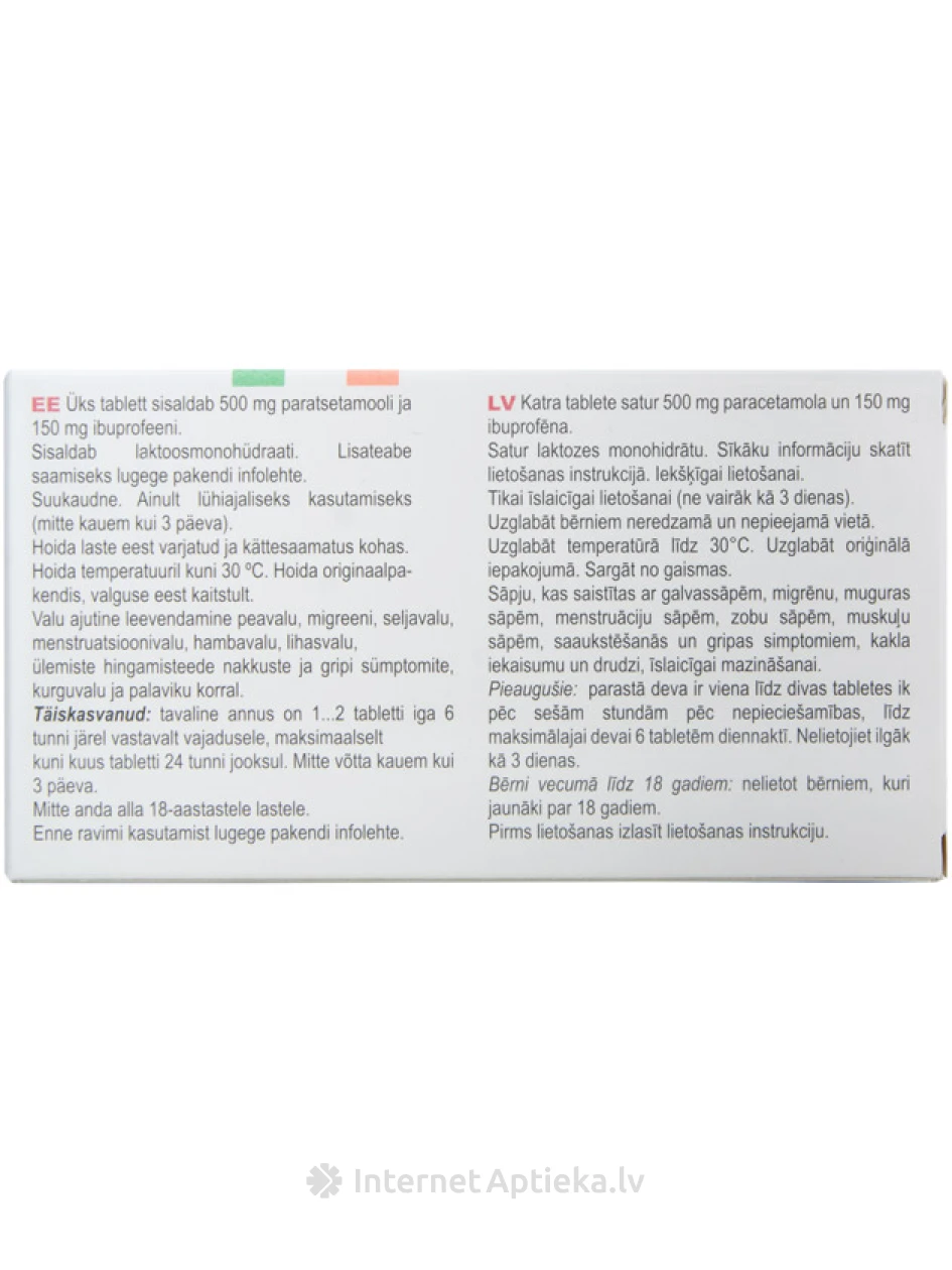 COMBOGESIC 500 mg/150 mg, 10 tabletes | internetaptieka.lv