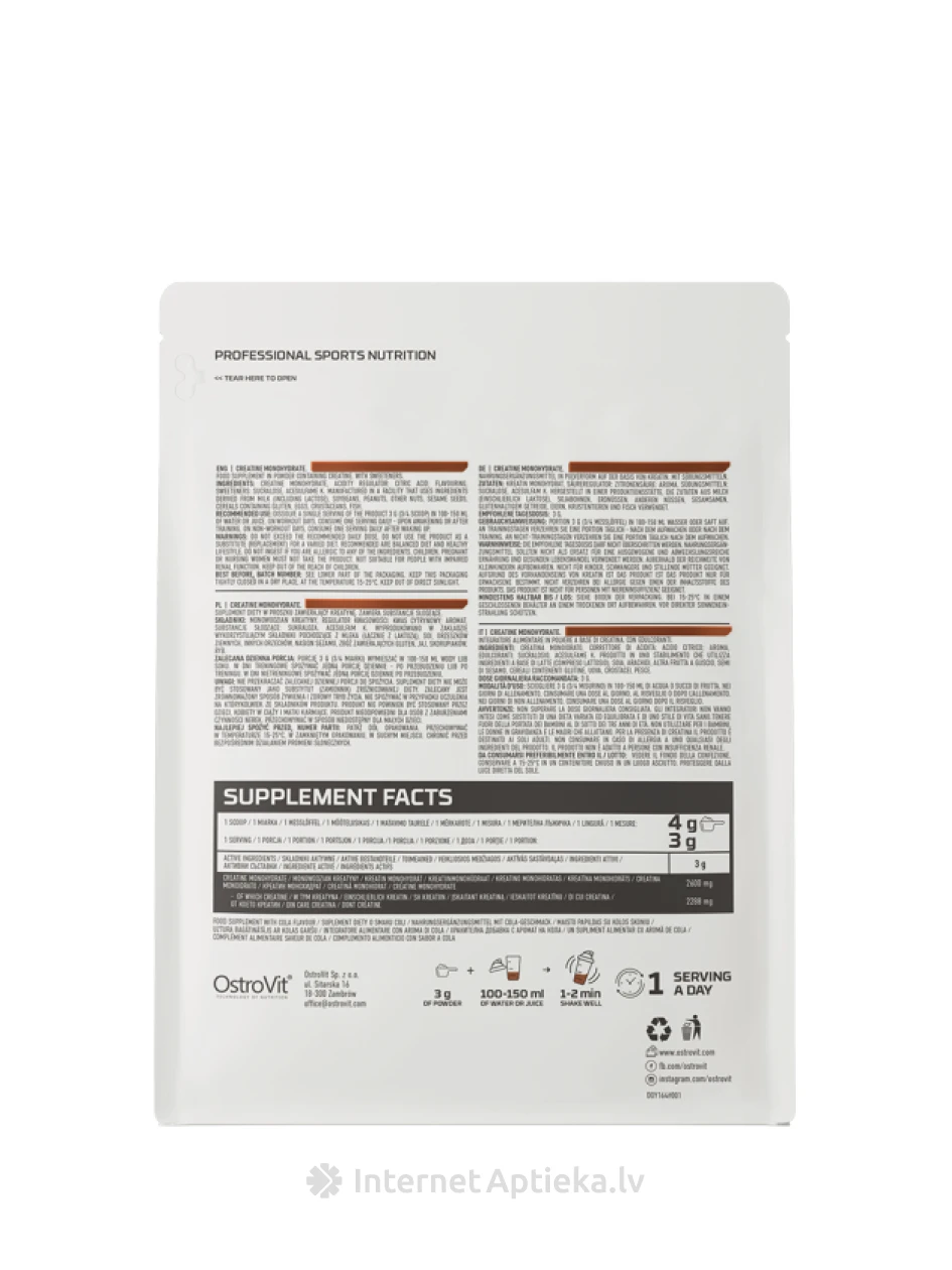 OstroVit Creatine Monohydrate Cola pulveris, 300 g | internetaptieka.lv