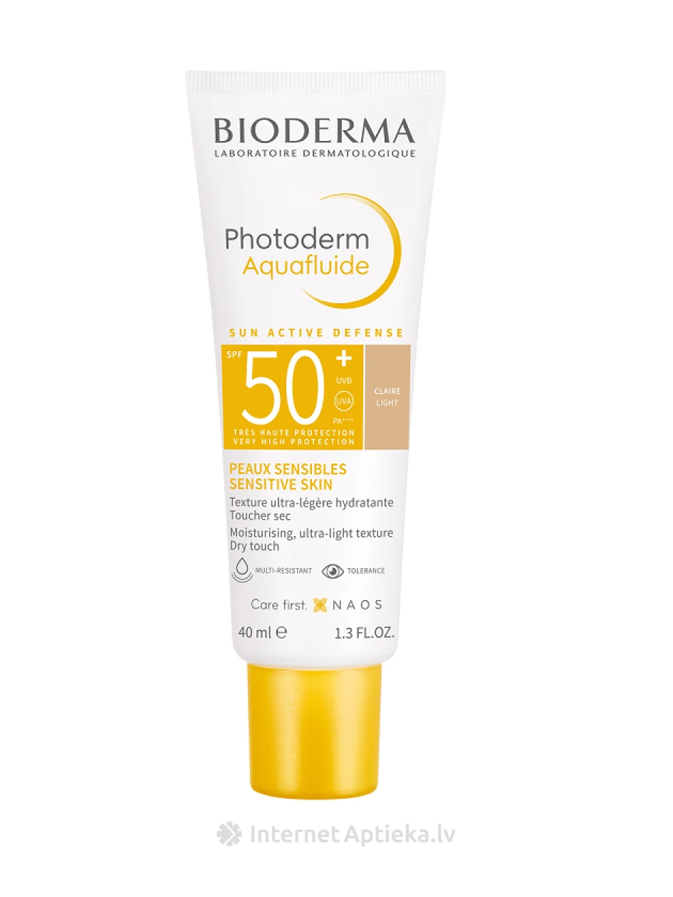 Bioderma Photoderm MAX SPF 50+ аква-флюид с очень высокой защитой от солнца и ультралегкой, быстровпитывающейся текстурой от блеска, светлый тон, 40 мл | internetaptieka.lv