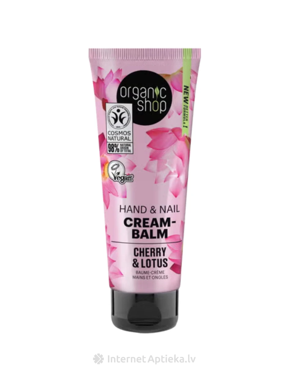 ORGANIC SHOP Rankų ir nagų kremas-balzamas su vyšniomis ir lotosu, 75 ml | internetaptieka.lv