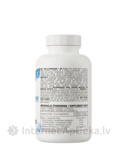 OstroVit Triple Magnesium + B6 P-5-P kapsulas, 90 gb. | internetaptieka.lv
