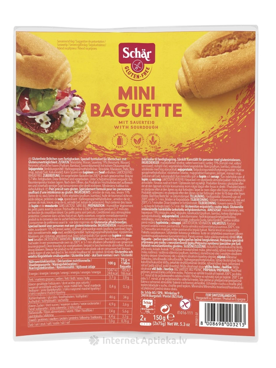 SCHAR мини багет, 150 гр | internetaptieka.lv