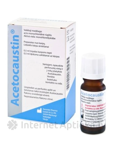 Atsetokaustiini lahus tüügaste vastu, 0,5 ml | internetaptieka.lv