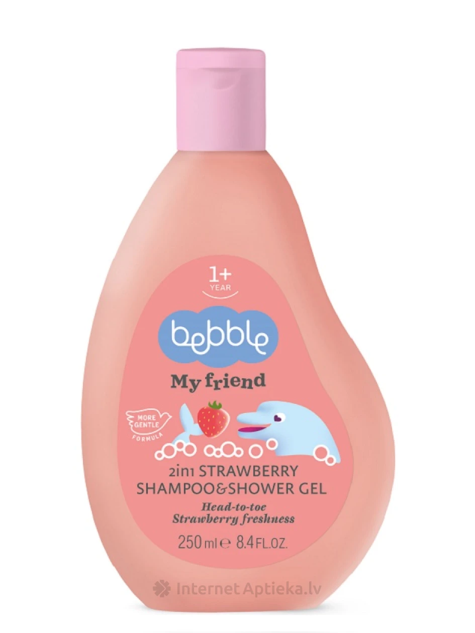 Bebble My Friend 2in1 maasikalõhnaline šampoon ja dušigeel lastele, 250 ml | internetaptieka.lv