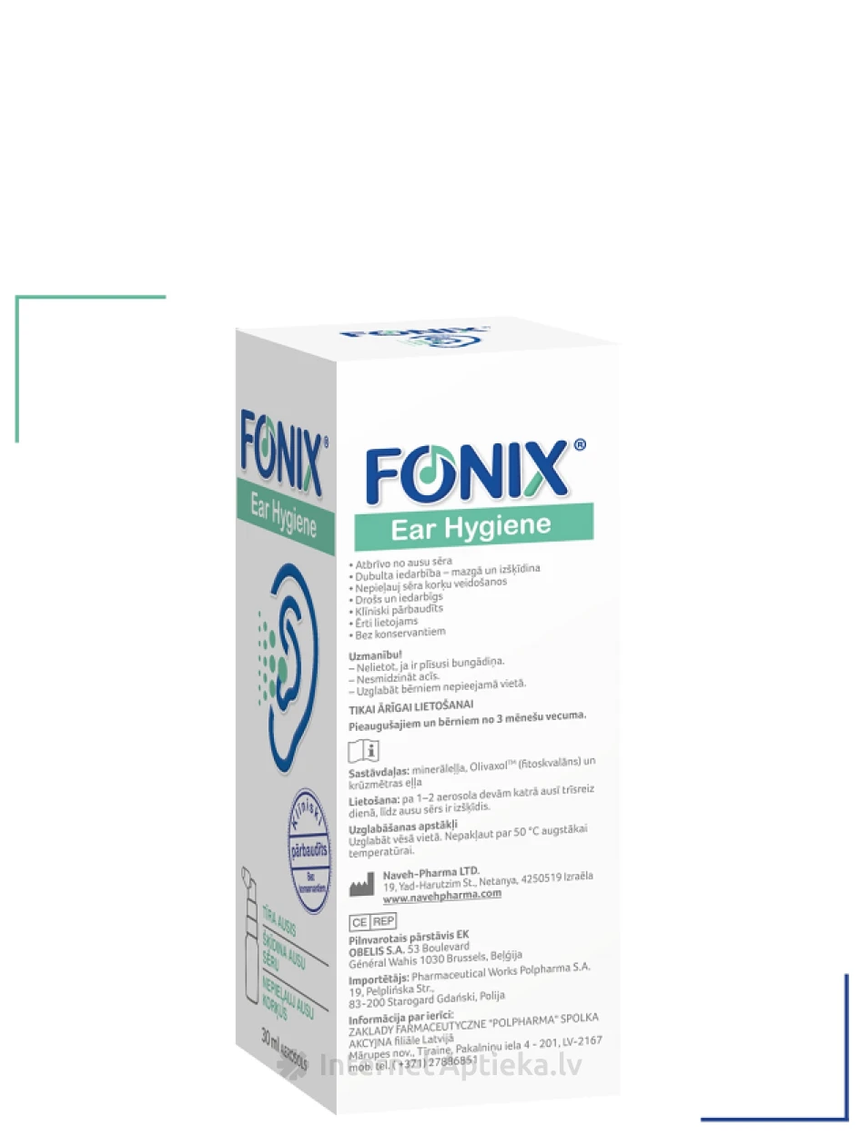 Fonixi kõrvahügieeni aerosool, 30 ml | internetaptieka.lv