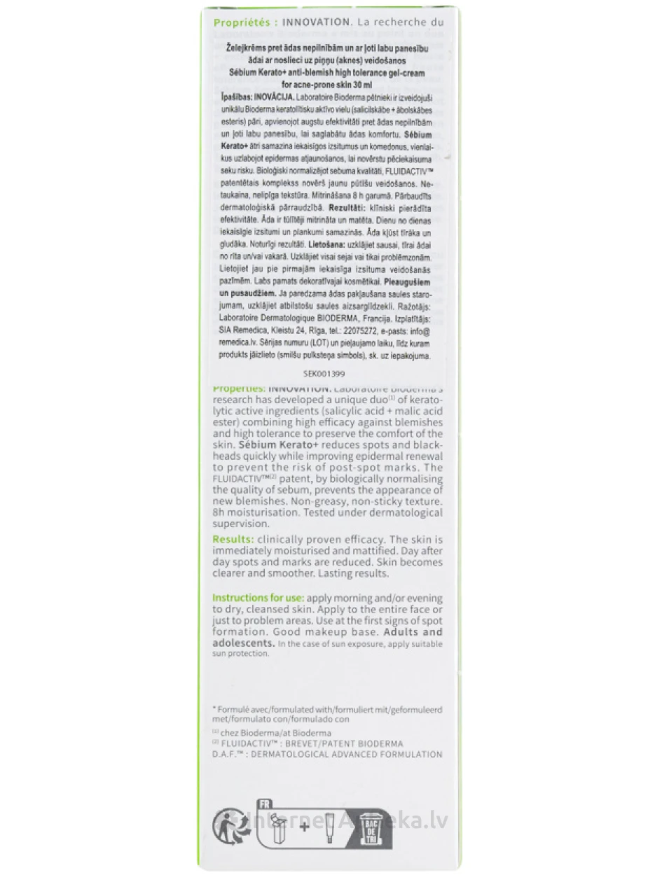 Bioderma Sébium Kerato+ geel-kreem, 30 ml | internetaptieka.lv