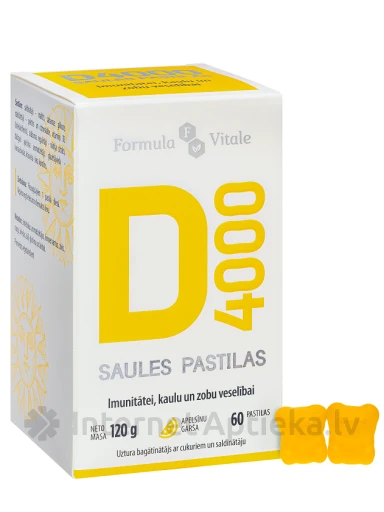 Formula Vitale Vit.D 4000, 60 pastilas | internetaptieka.lv
