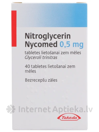 Nitroglicerīns Nycomed, 40 tabletes lietošanai zem mēles | internetaptieka.lv