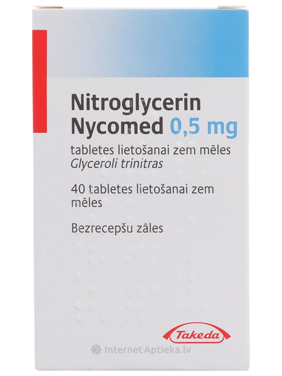 Nitroglicerīns Nycomed, 40 tabletes lietošanai zem mēles | internetaptieka.lv