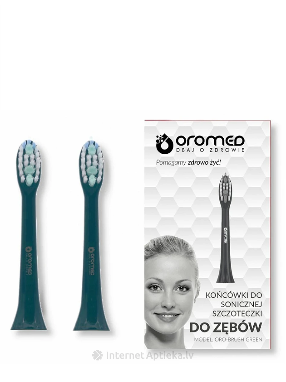 ORO-BRUSH Насадки для ультразвуковых зубных щеток зеленые, 2 шт. | internetaptieka.lv