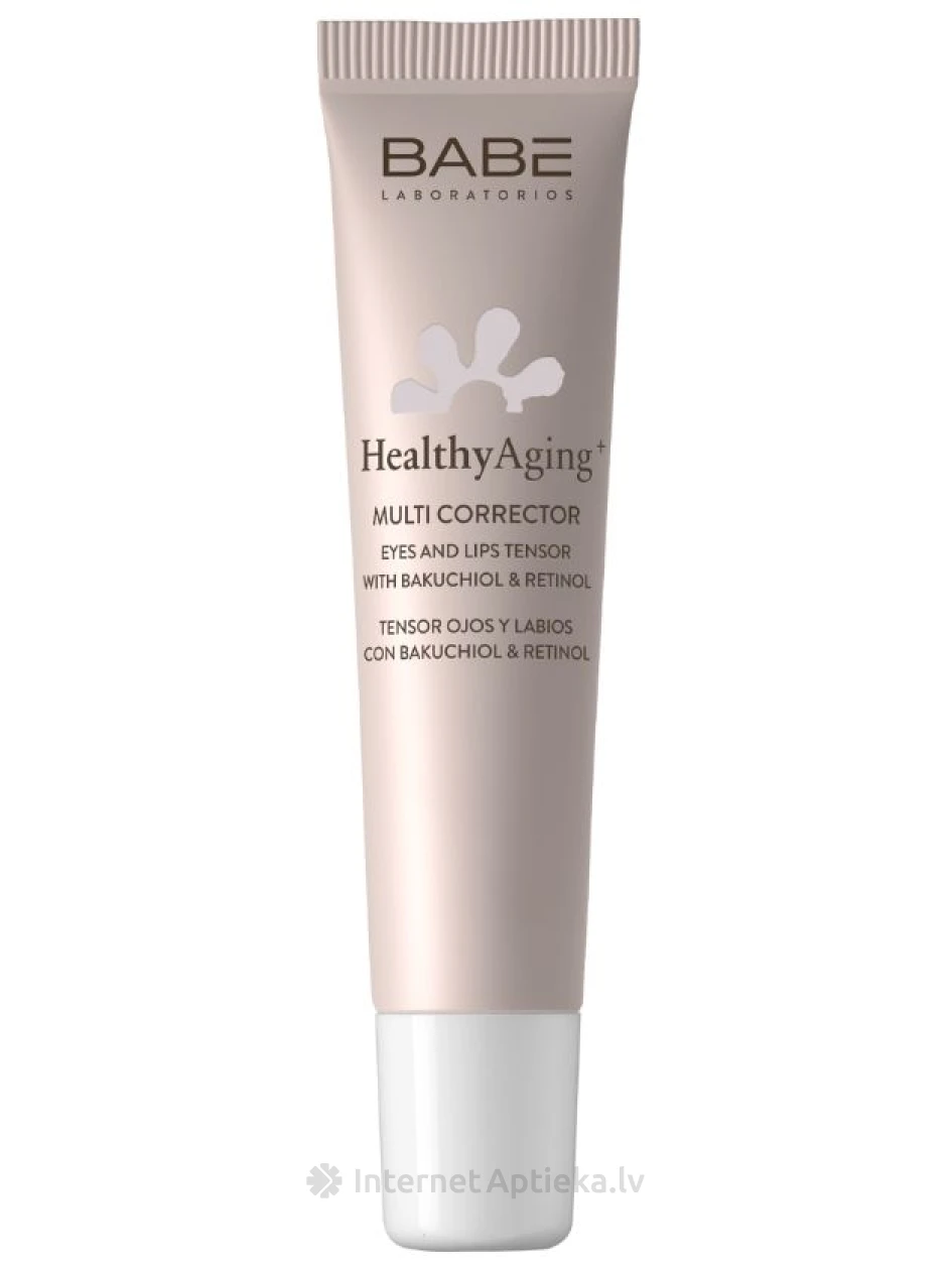 МНОГОФУНКЦИОНАЛЬНЫЙ КОРРЕКТОР ДЛЯ УЧАСТКА ВОКРУГ ГЛАЗ И ГУБ BABĒ HEALTHY AGING+, 15 мл | internetaptieka.lv