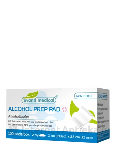Avanti Medical alkoholiga salvrätikud 3x2,8cm(+-2mm), 100 tk. | internetaptieka.lv