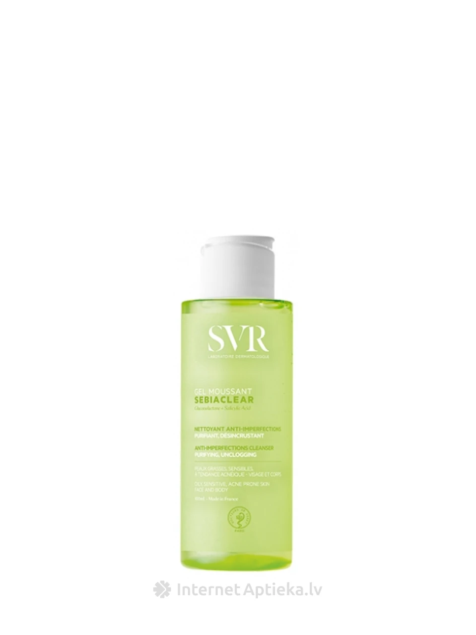 SVR SEBIACLEAR GEL MOUSSANT puhastusgeel ilma seebita rasusele, probleemsele nahale, 100 ml | internetaptieka.lv
