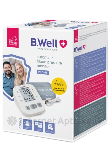 B.Well PRO-25 Автоматический тонометр с технологией 3AVG | internetaptieka.lv