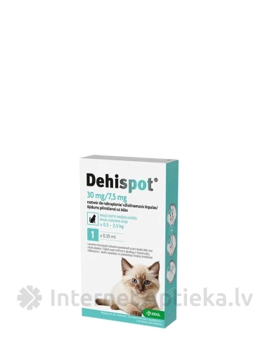 DEHISPOT 30mg/7,5mg lašai katėms 0.5-2.5kg, 0.35 ml | internetaptieka.lv