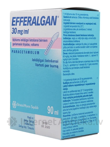 Efferalgan 30мг/мл раствор для детей, 90 мл | internetaptieka.lv