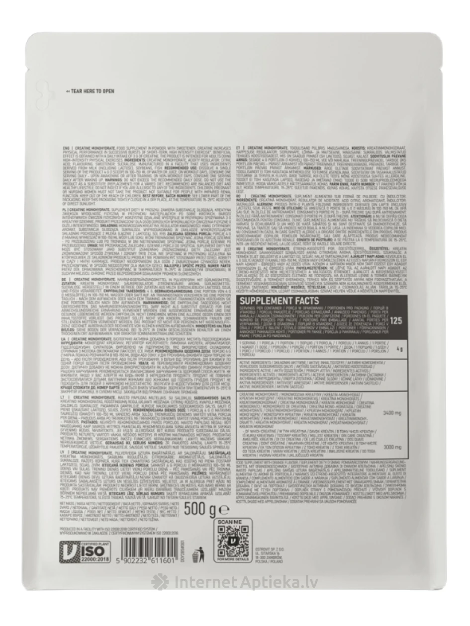 OstroVit Creatine Monohydrate (orange, sport blue) порошок, 500 г | internetaptieka.lv