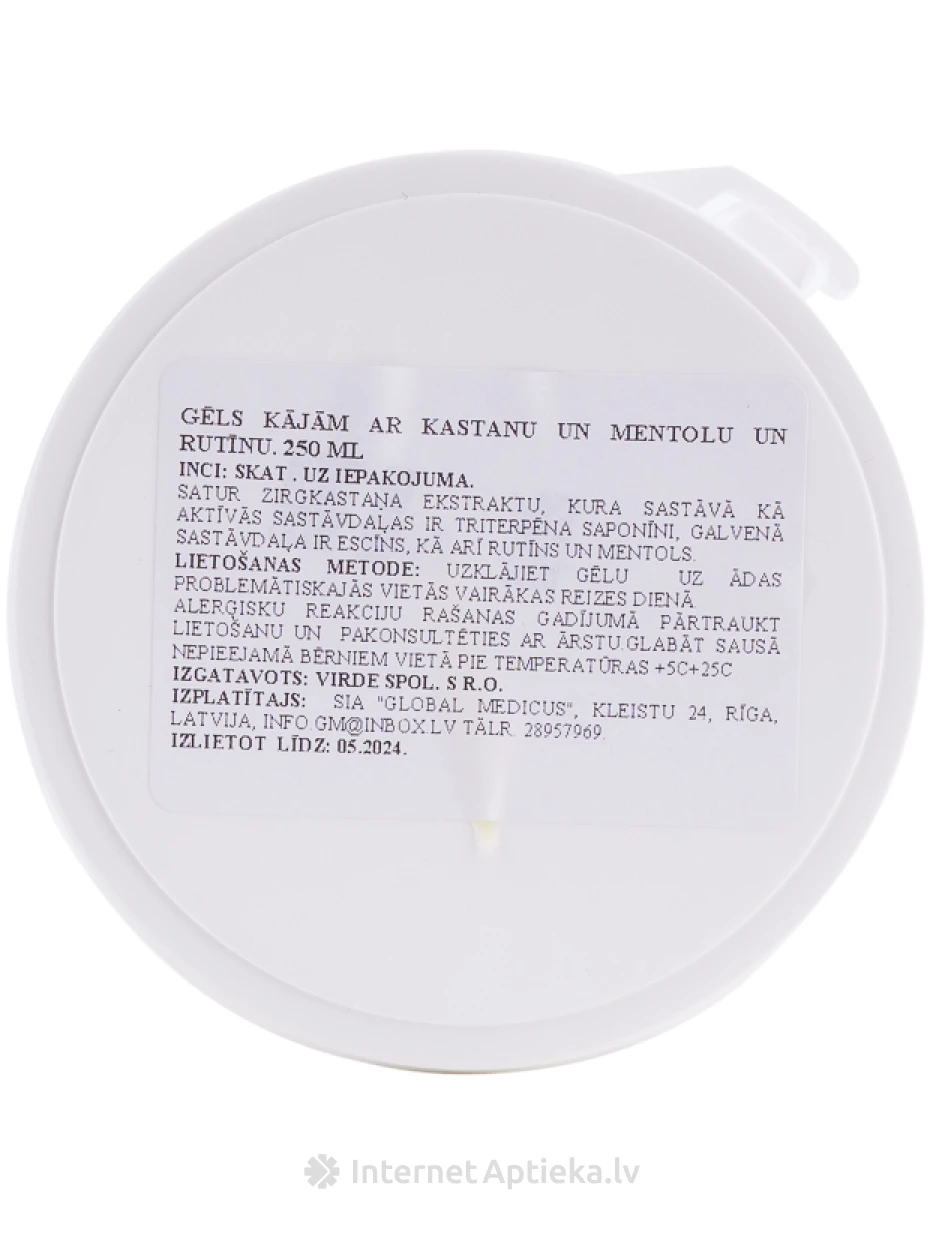 VIRDE гель для ног с каштаном и ментолом, 250 мл | internetaptieka.lv