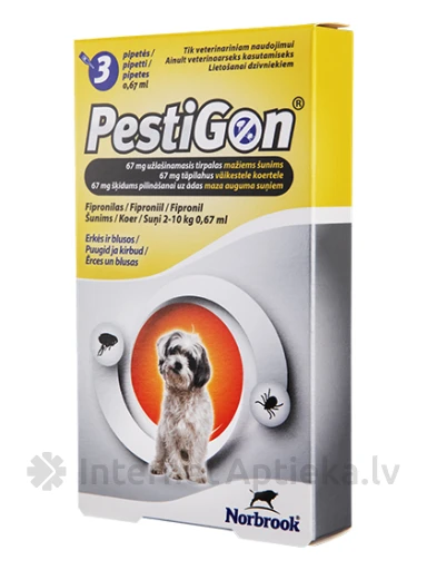 Pestigon капельный раствор от блох и клещей для собак 2-10 кг, 3 шт. | internetaptieka.lv