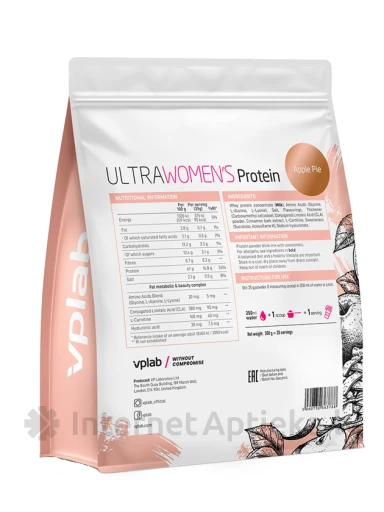 Vplab Ultra Women`s Protein Apple Pie olbaltumvielu pulveris, 500 g | internetaptieka.lv