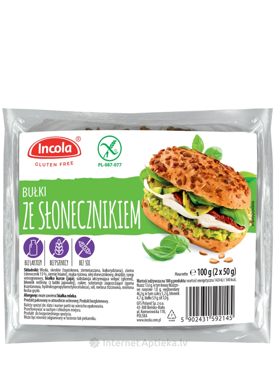 Incola gluteenivabad kuklid päevalilleseemnetega, 2x50 g | internetaptieka.lv