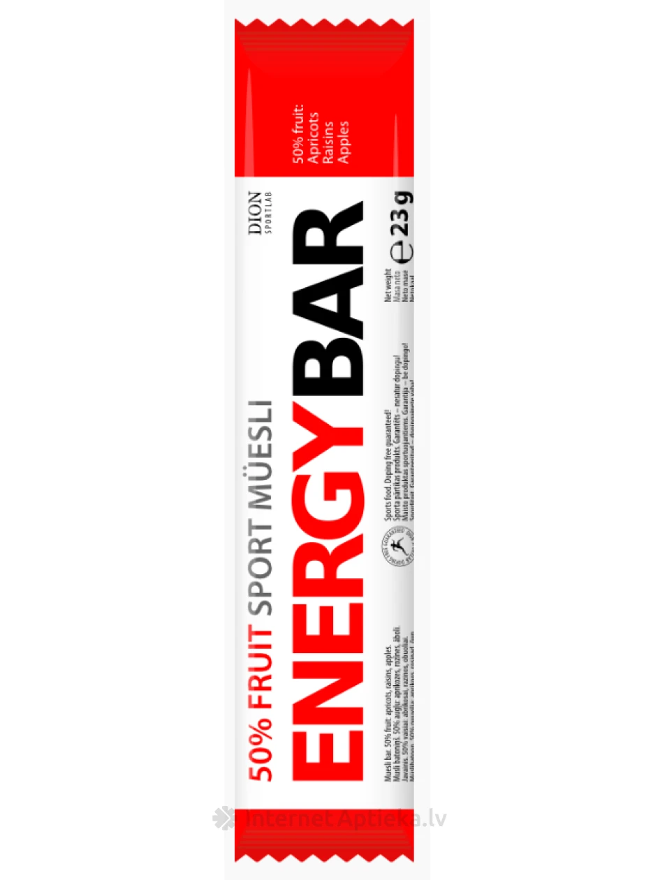 Dion Sportlab Energy bar ar aprikožu garšu, 23 g | internetaptieka.lv