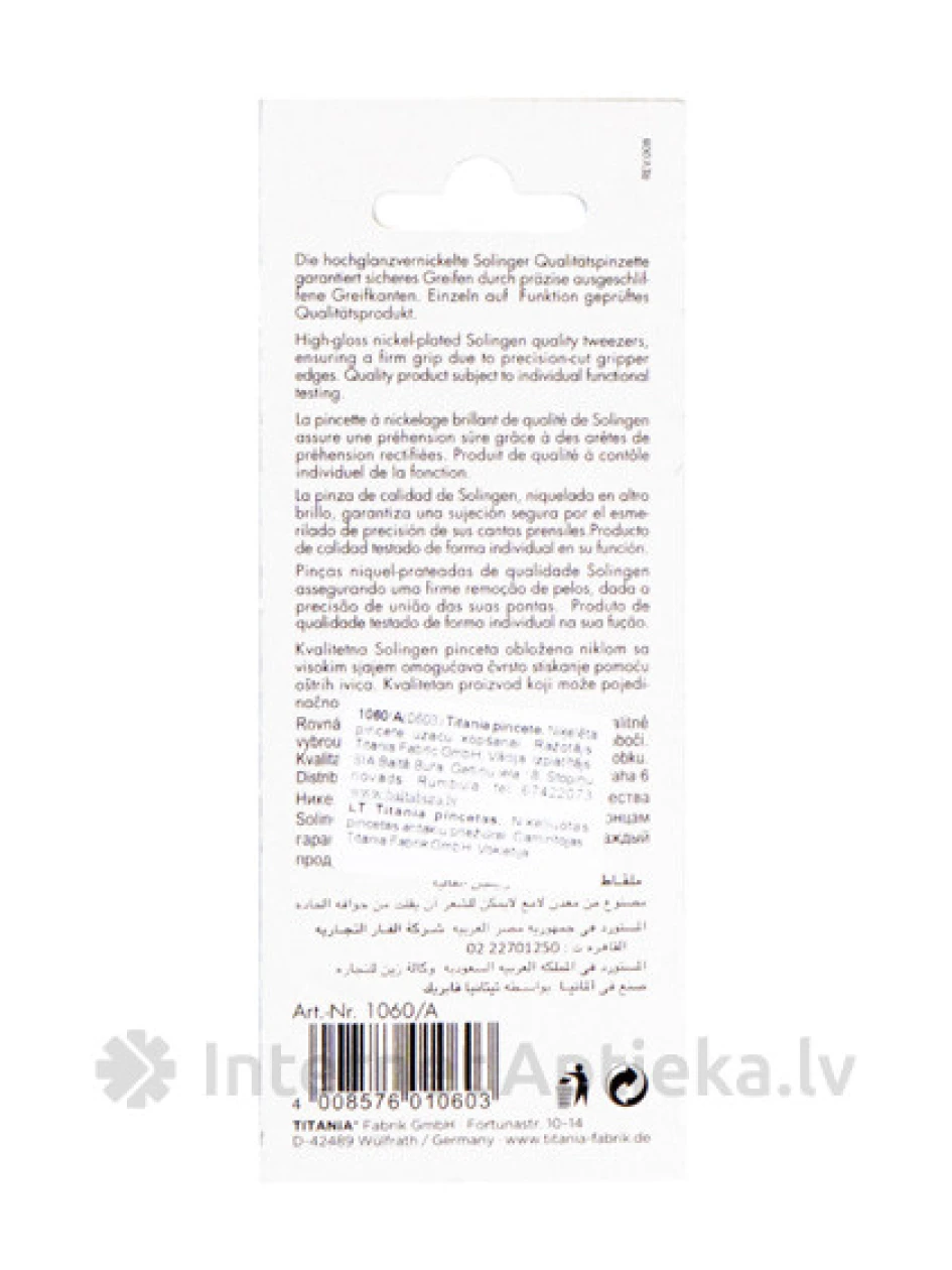 Titania Pincete uzacu kopšanai, taisna, 1 gb. | internetaptieka.lv