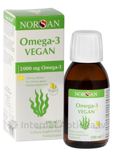 NORSAN OMEGA-3 VEGAN ar citronu garša, 100 ml | internetaptieka.lv