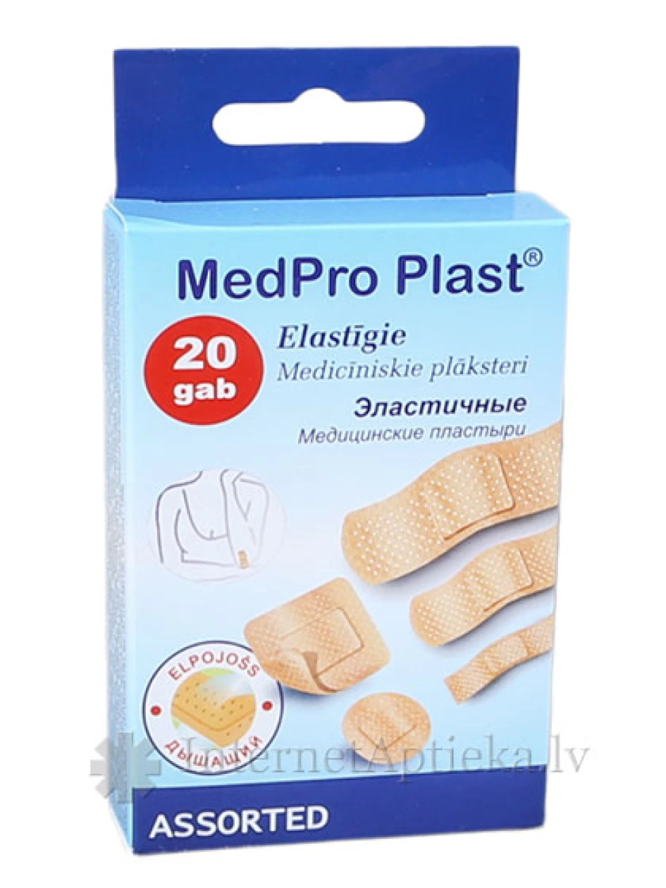 Medpro Asorti - elastīgie plāksteri, 20 gb. | internetaptieka.lv