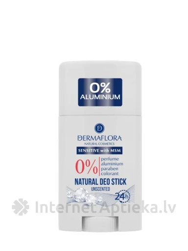 DERMAFLORA Dabīgs zīmuļveida dezodorants ar MSM jutīgai ādai, bez smaržas, 50 ml | internetaptieka.lv