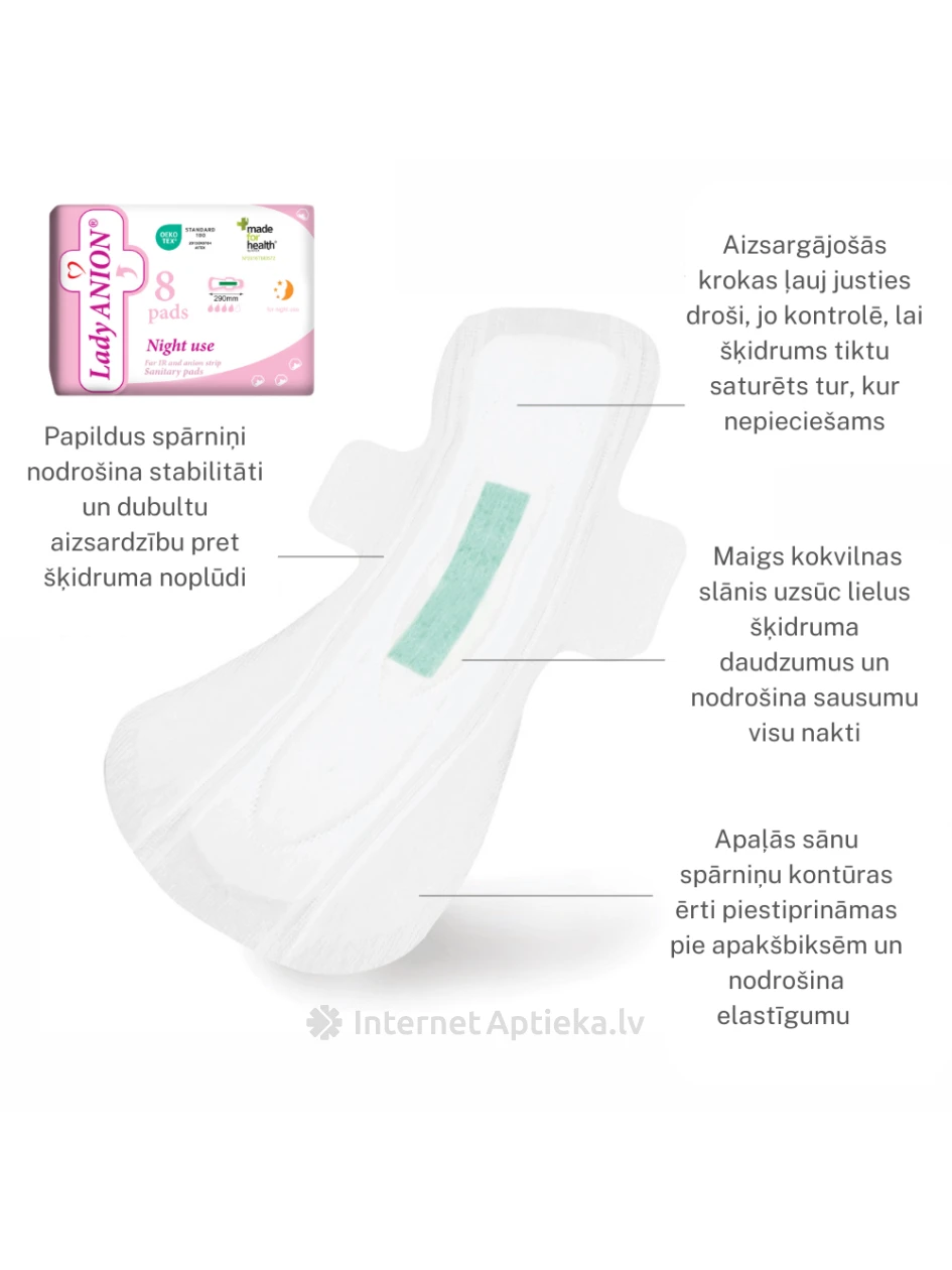 Lady Anion öökasutus Hügieenilised paketid öösel 290mm, 8 tk. | internetaptieka.lv