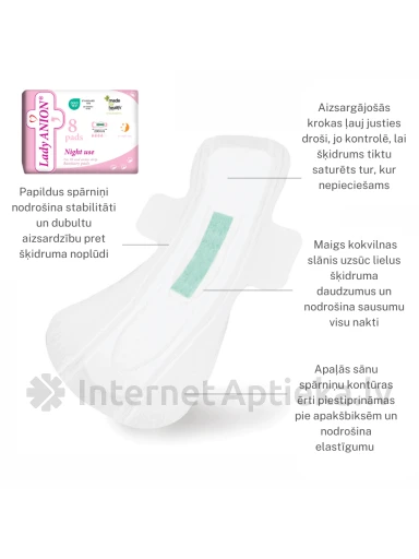 Lady ANION Night use Nakts paketes, 8 gb. | internetaptieka.lv