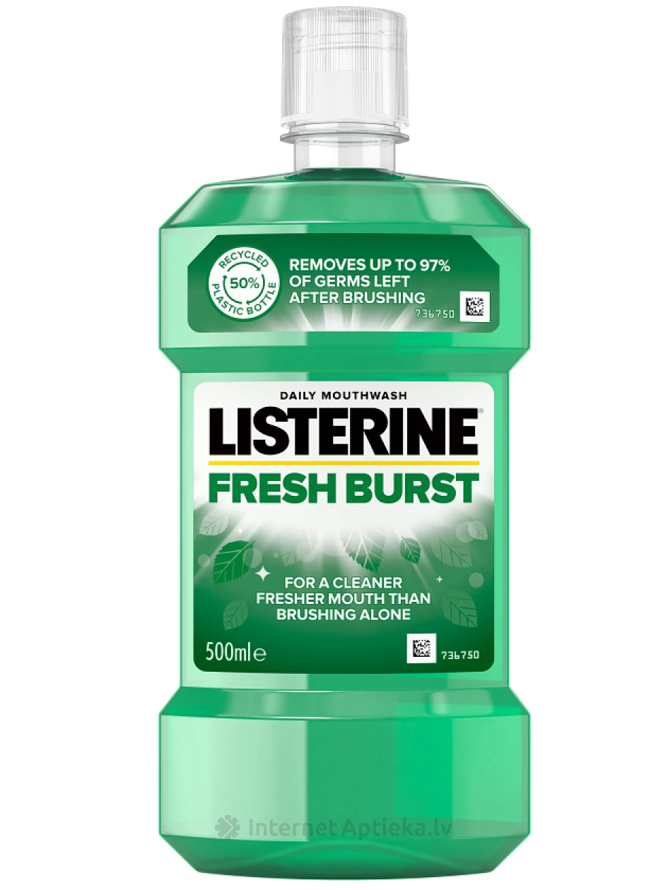 LISTERINE Fresh Burst средство для полоскания рта, 500 мл | internetaptieka.lv