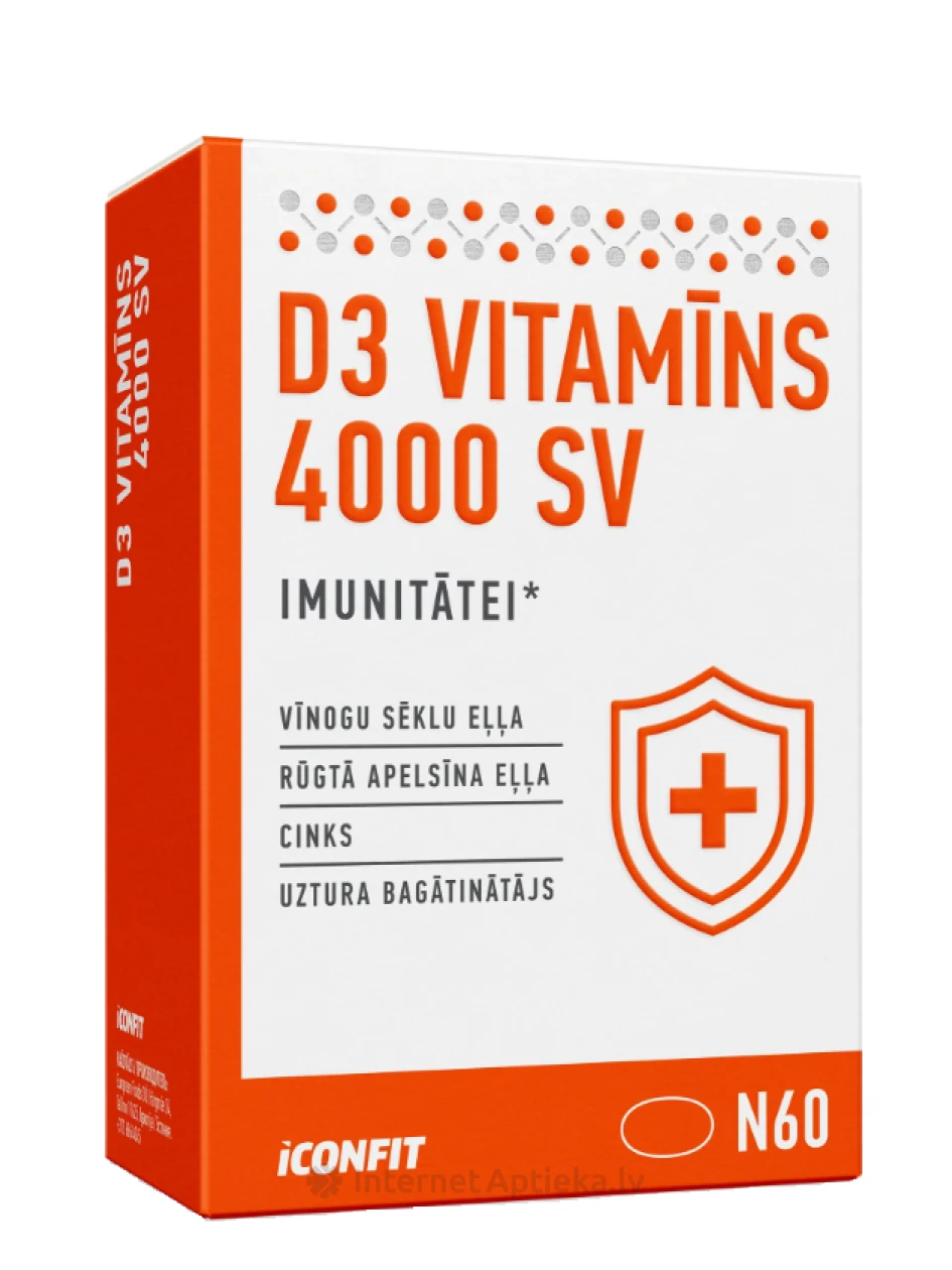 ICONFIT D3 Vitamīns 4000 SV Imunitātei, 60 kapsulas | internetaptieka.lv