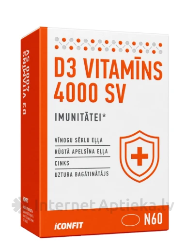 ICONFIT D3 Витамин 4000 SV Для иммунитета, 60 капсул | internetaptieka.lv