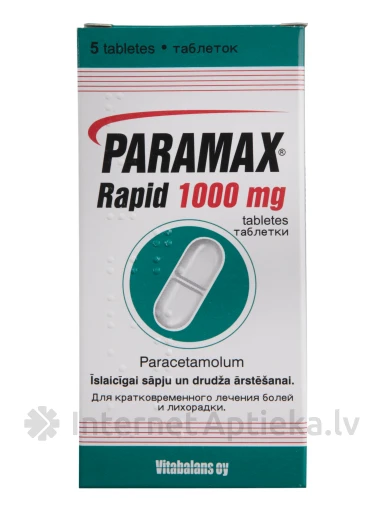 Paramax Rapid paratsetamool 1000 mg, 5 tabletti | internetaptieka.lv