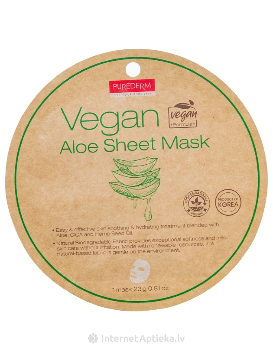 Vegan Aloe Sheet Mask, 1 gb. | internetaptieka.lv