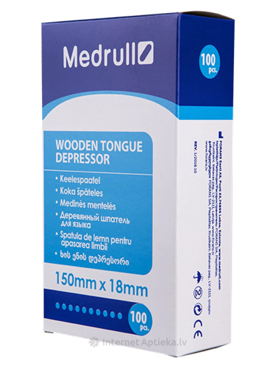 Medrull Špātele koka 150 mm x 18 mm, 100 gb. | internetaptieka.lv