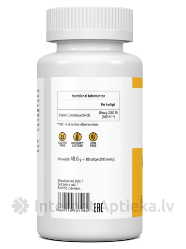 Ultravit Vitamīns D2000 IU, 180 kapsulas | internetaptieka.lv