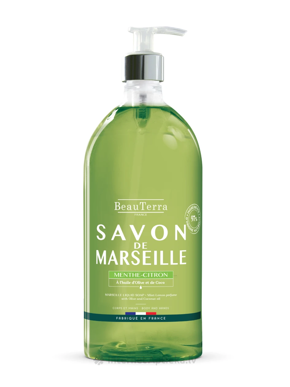 BeauTerra piparmētru-citronu marseļas šķidrās ziepes, 1 L | internetaptieka.lv